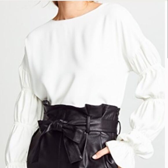 Amanda Uprichard Schmidt Puff Smocked Long Sleeve Blouse - Picture 1 of 8